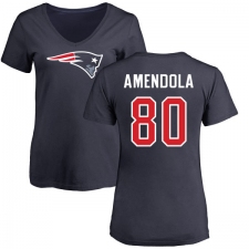 NFL Women's Nike New England Patriots #80 Danny Amendola Navy Blue Name & Number Logo Slim Fit T-Shirt