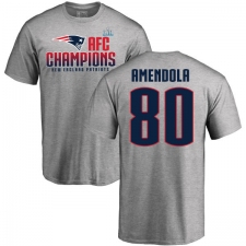 Nike New England Patriots #80 Danny Amendola Heather Gray 2017 AFC Champions V-Neck T-Shirt