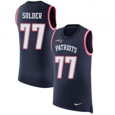 Men's Nike New England Patriots #77 Nate Solder Limited Navy Blue Rush Player Name & Number Tank Top NFL Jersey