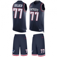 Men's Nike New England Patriots #77 Nate Solder Limited Navy Blue Tank Top Suit NFL Jersey