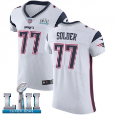 Men's Nike New England Patriots #77 Nate Solder White Vapor Untouchable Elite Player Super Bowl LII NFL Jersey