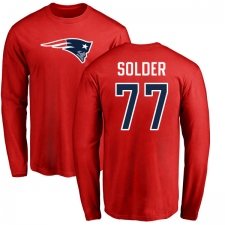 NFL Nike New England Patriots #77 Nate Solder Red Name & Number Logo Long Sleeve T-Shirt