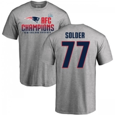 Nike New England Patriots #77 Nate Solder Heather Gray 2017 AFC Champions V-Neck T-Shirt