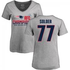 Women's Nike New England Patriots #77 Nate Solder Heather Gray 2017 AFC Champions V-Neck T-Shirt