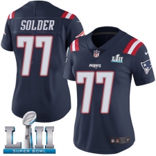 Women's Nike New England Patriots #77 Nate Solder Limited Navy Blue Rush Vapor Untouchable Super Bowl LII NFL Jersey