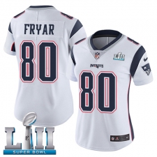 Women's Nike New England Patriots #80 Irving Fryar White Vapor Untouchable Limited Player Super Bowl LII NFL Jersey