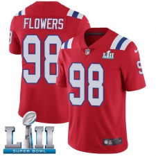 Men's Nike New England Patriots #98 Trey Flowers Red Alternate Vapor Untouchable Limited Player Super Bowl LII NFL Jersey
