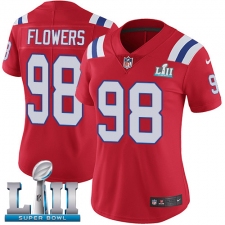 Women's Nike New England Patriots #98 Trey Flowers Red Alternate Vapor Untouchable Limited Player Super Bowl LII NFL Jersey