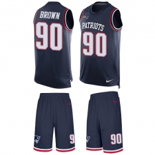 Men's Nike New England Patriots #90 Malcom Brown Limited Navy Blue Tank Top Suit NFL Jersey