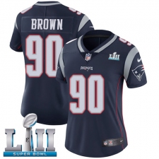 Women's Nike New England Patriots #90 Malcom Brown Navy Blue Team Color Vapor Untouchable Limited Player Super Bowl LII NFL Jersey