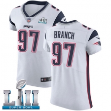 Men's Nike New England Patriots #97 Alan Branch White Vapor Untouchable Elite Player Super Bowl LII NFL Jersey