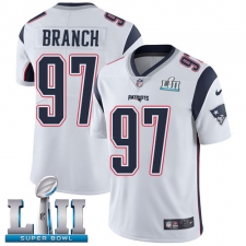 Men's Nike New England Patriots #97 Alan Branch White Vapor Untouchable Limited Player Super Bowl LII NFL Jersey