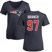 NFL Women's Nike New England Patriots #97 Alan Branch Navy Blue Name & Number Logo Slim Fit T-Shirt