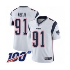 Men's New England Patriots #91 Deatrich Wise Jr White Vapor Untouchable Limited Player 100th Season Football Jersey