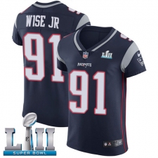 Men's Nike New England Patriots #91 Deatrich Wise Jr Navy Blue Team Color Vapor Untouchable Elite Player Super Bowl LII NFL Jersey