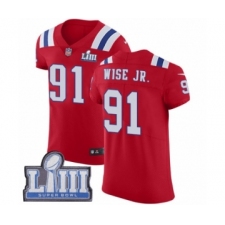 Men's Nike New England Patriots #91 Deatrich Wise Jr Red Alternate Vapor Untouchable Elite Player Super Bowl LIII Bound NFL Jersey