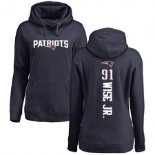 NFL Women's Nike New England Patriots #91 Deatrich Wise Jr Navy Blue Backer Pullover Hoodie
