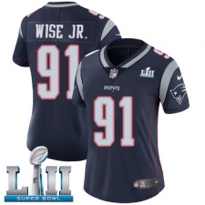 Women's Nike New England Patriots #91 Deatrich Wise Jr Navy Blue Team Color Vapor Untouchable Limited Player Super Bowl LII NFL Jersey