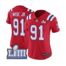 Women's Nike New England Patriots #91 Deatrich Wise Jr Red Alternate Vapor Untouchable Limited Player Super Bowl LIII Bound NFL Jersey