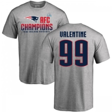 Nike New England Patriots #99 Vincent Valentine Heather Gray 2017 AFC Champions V-Neck T-Shirt