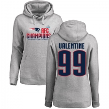 Women's Nike New England Patriots #99 Vincent Valentine Heather Gray 2017 AFC Champions Pullover Hoodie