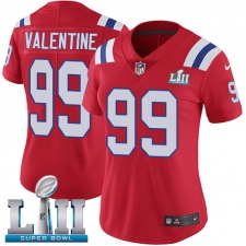 Women's Nike New England Patriots #99 Vincent Valentine Red Alternate Vapor Untouchable Limited Player Super Bowl LII NFL Jersey