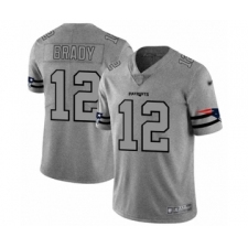 Men's New England Patriots #12 Tom Brady Limited Gray Team Logo Gridiron Football Jersey