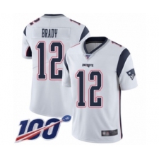 Men's New England Patriots #12 Tom Brady White Vapor Untouchable Limited Player 100th Season Football Jersey