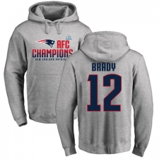 Nike New England Patriots #12 Tom Brady Heather Gray 2017 AFC Champions Pullover Hoodie