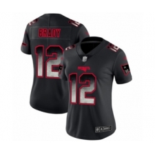 Women's New England Patriots #12 Tom Brady Limited Black Smoke Fashion Football Jersey