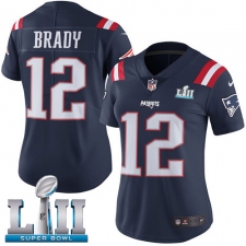 Women's Nike New England Patriots #12 Tom Brady Limited Navy Blue Rush Vapor Untouchable Super Bowl LII NFL Jersey