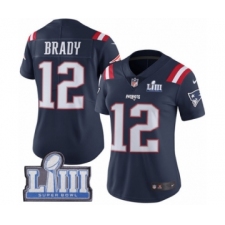 Women's Nike New England Patriots #12 Tom Brady Limited Navy Blue Rush Vapor Untouchable Super Bowl LIII Bound NFL Jersey