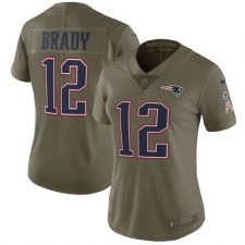 Women's Nike New England Patriots #12 Tom Brady Limited Olive 2017 Salute to Service NFL Jersey