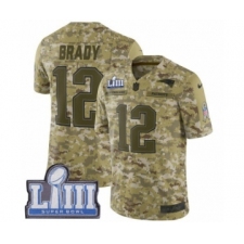Youth Nike New England Patriots #12 Tom Brady Limited Camo 2018 Salute to Service Super Bowl LIII Bound NFL Jersey