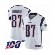Men's New England Patriots #87 Rob Gronkowski White Vapor Untouchable Limited Player 100th Season Football Jersey
