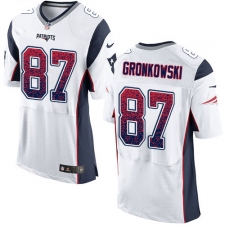 Men's Nike New England Patriots #87 Rob Gronkowski Elite White Road Drift Fashion NFL Jersey