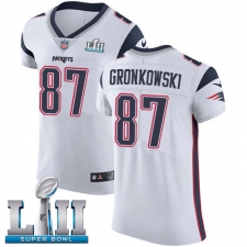 Men's Nike New England Patriots #87 Rob Gronkowski White Vapor Untouchable Elite Player Super Bowl LII NFL Jersey