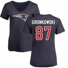 NFL Women's Nike New England Patriots #87 Rob Gronkowski Navy Blue Name & Number Logo Slim Fit T-Shirt