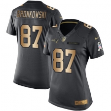 Women's Nike New England Patriots #87 Rob Gronkowski Limited Black/Gold Salute to Service NFL Jersey