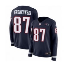Women's Nike New England Patriots #87 Rob Gronkowski Limited Navy Blue Therma Long Sleeve NFL Jersey