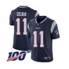 Men's New England Patriots #11 Julian Edelman Navy Blue Team Color Vapor Untouchable Limited Player 100th Season Football Jersey