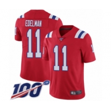 Men's New England Patriots #11 Julian Edelman Red Alternate Vapor Untouchable Limited Player 100th Season Football Jersey