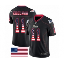 Men's Nike New England Patriots #11 Julian Edelman Limited Black Rush USA Flag NFL Jersey