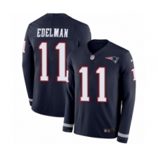 Men's Nike New England Patriots #11 Julian Edelman Limited Navy Blue Therma Long Sleeve NFL Jersey