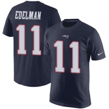 Nike New England Patriots #11 Julian Edelman Navy Blue Rush Pride Name & Number T-Shirt