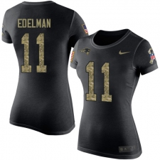 Women's Nike New England Patriots #11 Julian Edelman Black Camo Salute to Service T-Shirt