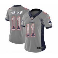 Women's Nike New England Patriots #11 Julian Edelman Limited Gray Rush Drift Fashion NFL Jersey