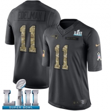 Youth Nike New England Patriots #11 Julian Edelman Limited Black 2016 Salute to Service Super Bowl LII NFL Jersey