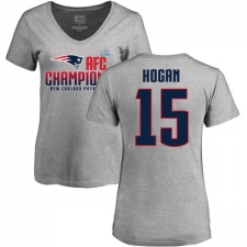 Women's Nike New England Patriots #15 Chris Hogan Heather Gray 2017 AFC Champions Pullover Hoodie