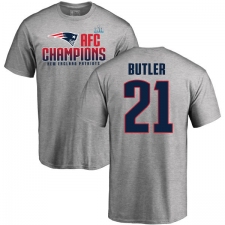 Nike New England Patriots #21 Malcolm Butler Heather Gray 2017 AFC Champions V-Neck T-Shirt